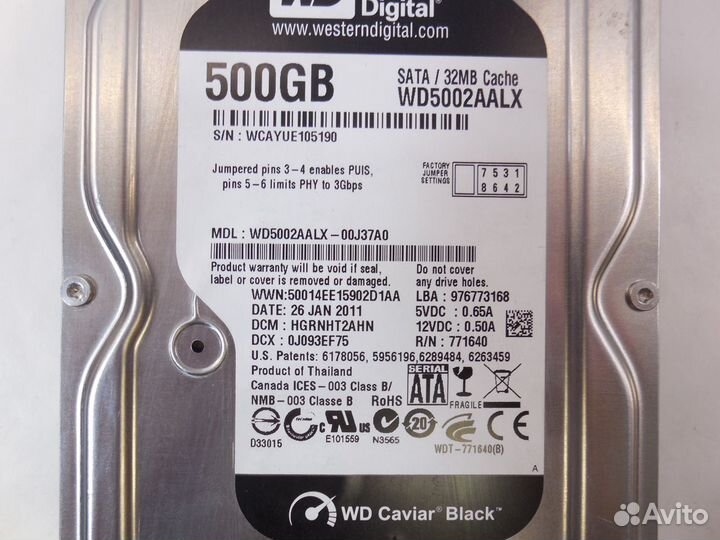 Жесткий диск Western Digital 500 гб WD5002aalx