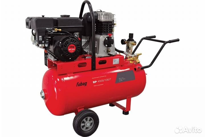 Компрессор fubag bp 4500/100/7 450 л/мин 100л 10бар 5.2 квт бензин 641278