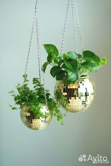 Кашпо из диско шара / кашпо из зеркальной мозаики