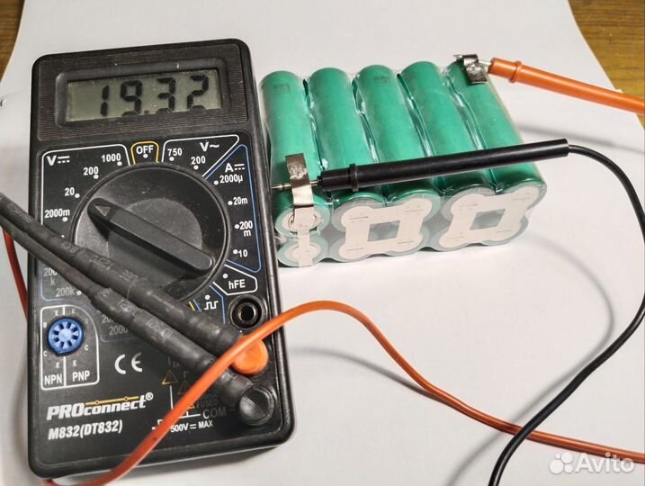 Аккумуляторы 18650 в сборке на 18v