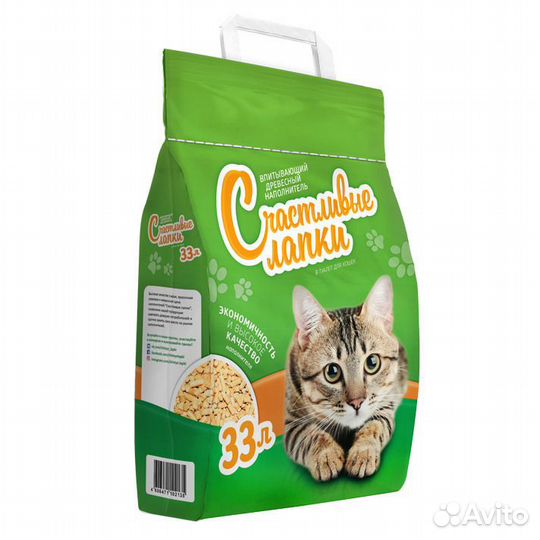 Чистые лапки Древесный хвойный наполнитель 33 л Сч