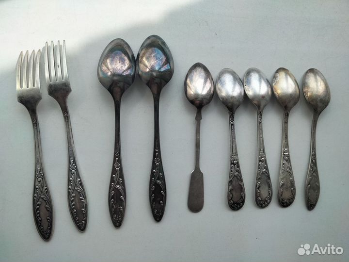 Ложки,вилки Мельхиор - 9 шт одной кучей, СССР