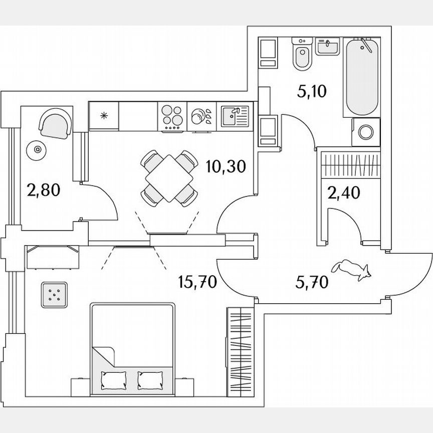 1-к. квартира, 41,1 м², 8/13 эт.