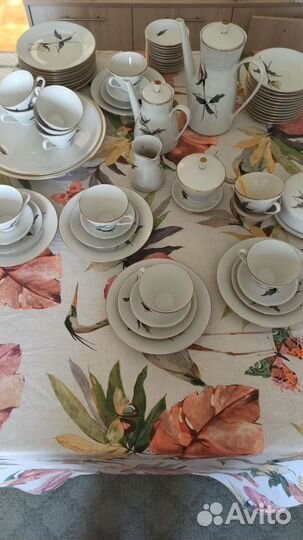 Чайно кофейный антикварный сервиз ГДР Черная роза