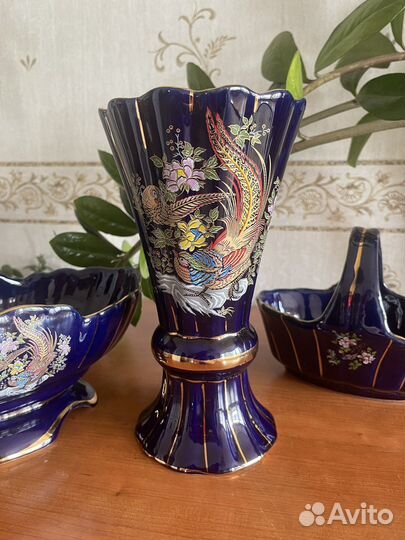 Фарфоровые вазы синий кобальт Турция