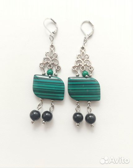 Серьги малахит