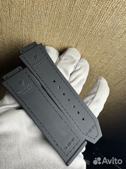 Ремешок каучук с кожей черный 10 + 8 см для Hublot