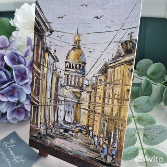 Питер пейзаж городской картина маслом город собор