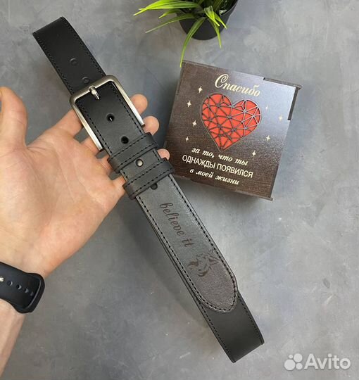 Ремень с гравировкой из отборной кожи