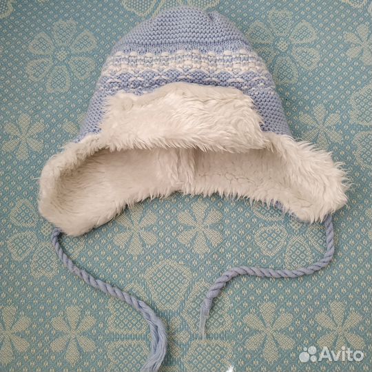 Шапка-ушанка вязаная с отворотом