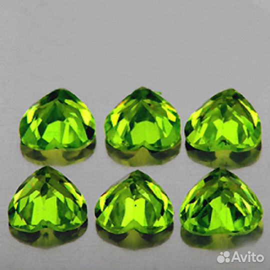 Хризолит натуральный 3,06Ct 6шт 5х5мм VVS Heart Па