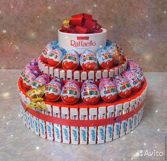 Киндер торт, букет, корзина, коробка