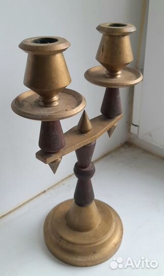 Старинный подсвечник бронза