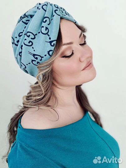 Чалма из мягкого хлопка с брендовым принтом