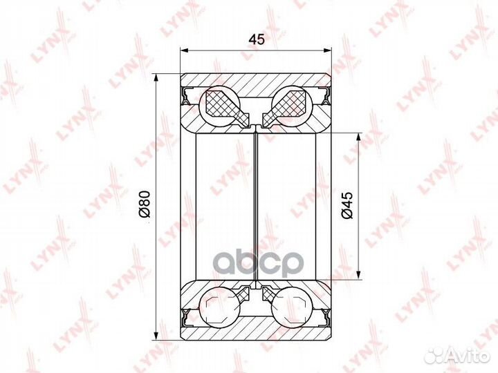 Подшипник ступицы передний (45x45x80) WB-1148 L