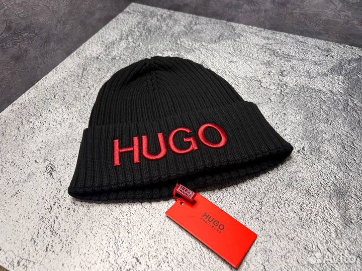 Шапка Hugo черная зима 2024