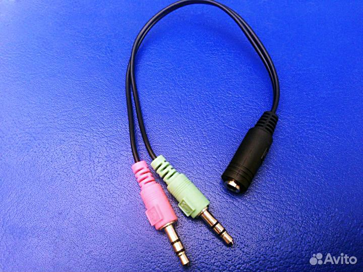 Адаптер аудио Jack 3.5 (f) - 2xJack 3.5 (m)