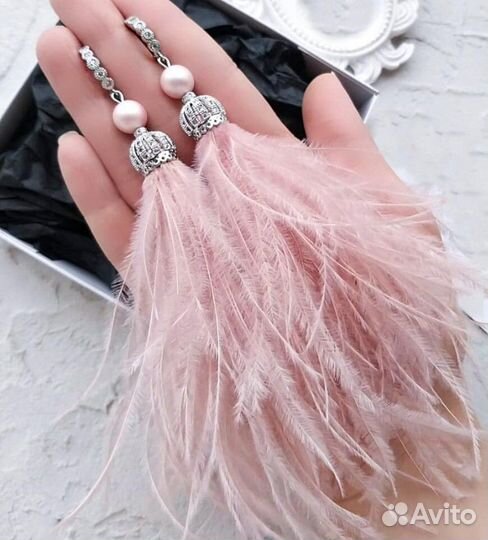 Серьги перья