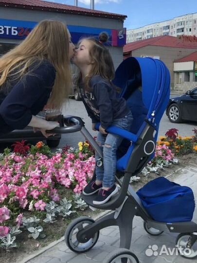 Коляска stokke xplory v4 cobalt blue 2 в 1