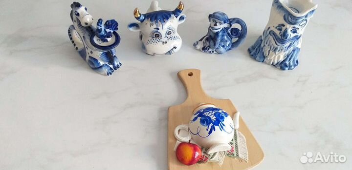 Гжель бык дракон обезьяна дерево