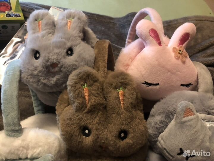 Теплые плюшевые наушники зайчик кошка