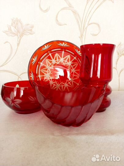 Салатники рубиновое красное стекло хрусталь