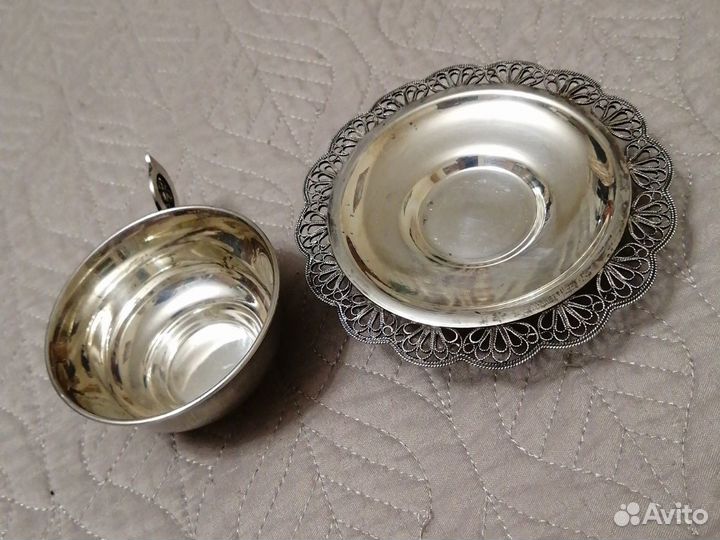 Мельхиоровая Пара по-серебряная Скань