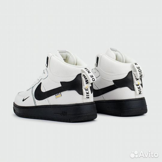 Кроссовки Air Force 1 Mid White Black with Fur