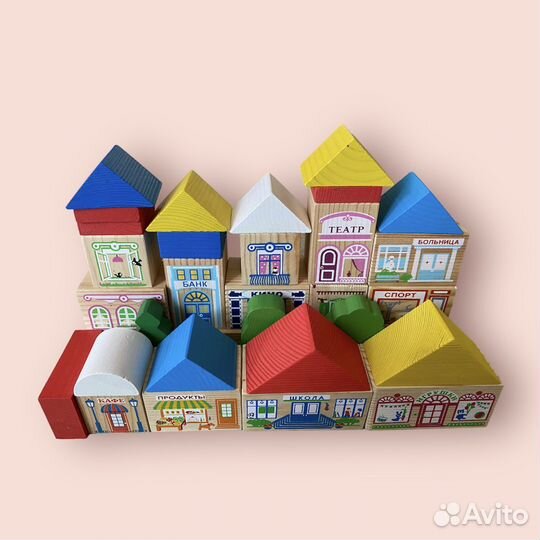 Деревянный конструктор цветной 