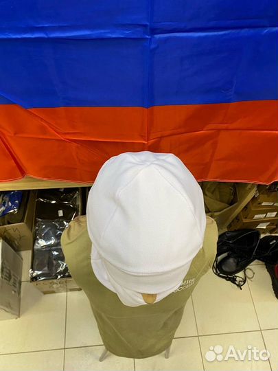 Шапка и шарф труба цвет белый флис