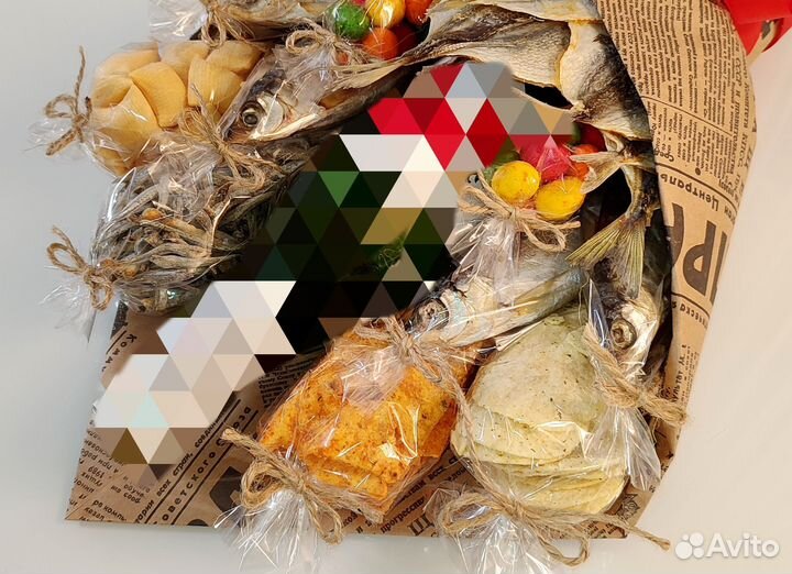 Букет мужской с рыбкой и чипсами