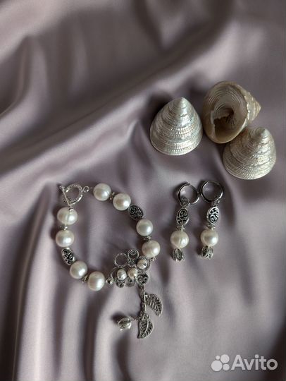 Серьги из натурального жемчуга