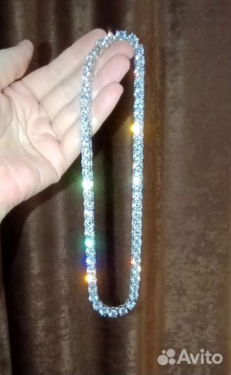 Ожерелье серебро 925 пробы с цирконами 6.5 мм