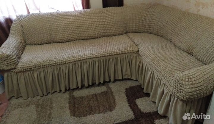 Накидка чехол на угловой диван и кресло