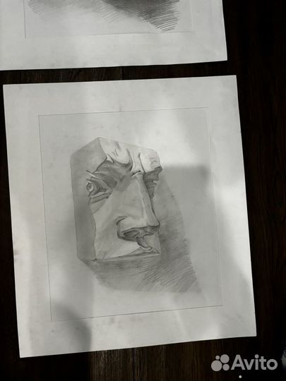 Картина рисунок части лица Давида карандашом