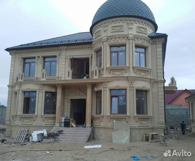 Облицовка природным камнем, фасад дома, дачи, офис