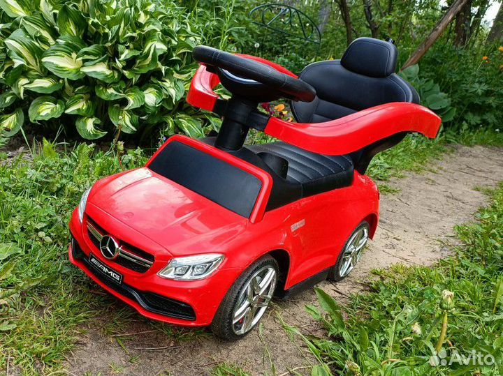 Машинка толокар каталка с ручкой Mercedes