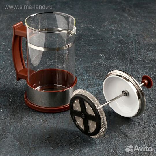 Френч-пресс стеклянный Доляна «Риц», 600 мл, цвет