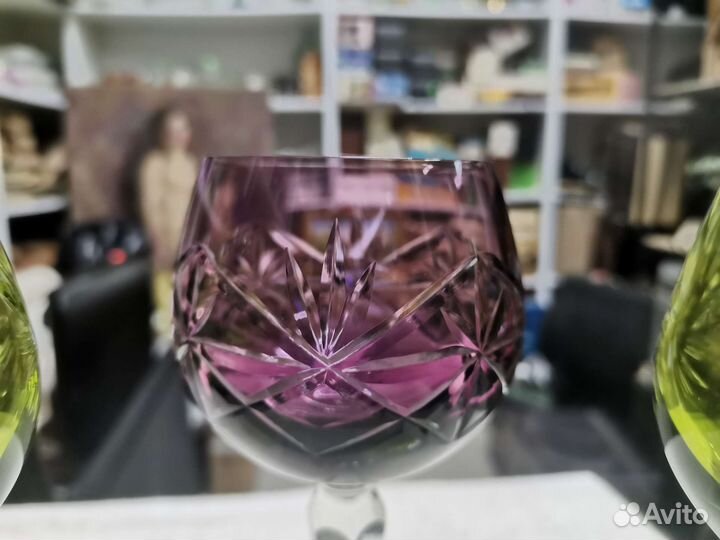 Бокалы фужеры Цветной хрусталь Германия 3 шт (Ч)