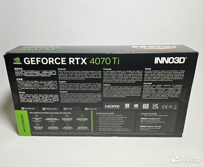 Видеокарта Inno3d Geforce RTX 4070 ti x3 oc 12 gb