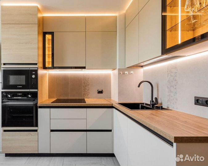 Кухня Бежевая по индивидуальному заказу