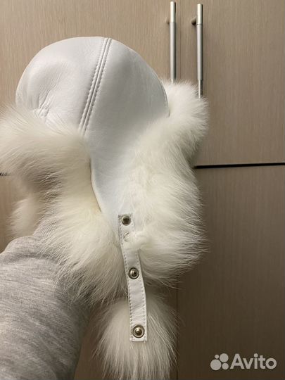 Шапка ушанка натуральный мех и кожа