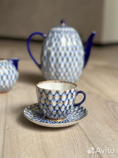 Кофейный набор кобальтовая сетка СССР