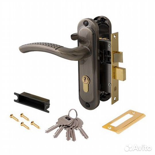 Ручка дверная с замком avers 0827/60-AB м/о 50мм б