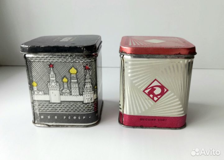 Пара Жестяных чайных баночек СССР Цена за обе