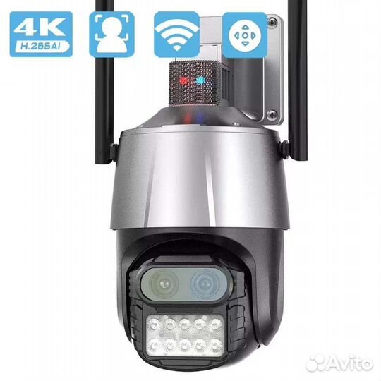 8MP WiFi камера с сигнализацией, два обектива