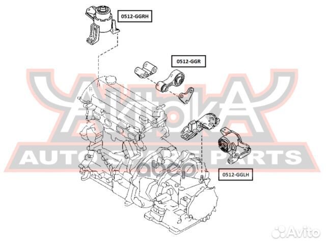 Подушка двигателя зад прав/лев 0512GGR asva
