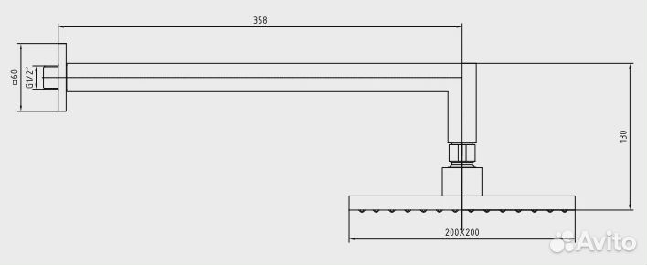 Верхний душ с держателем 102145031C1EX tiera квад