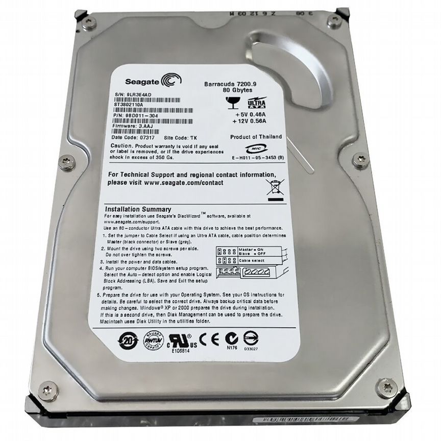 [ST3802110A] Жесткий Диск Seagate 80gb Ide 3.5" St3802110a