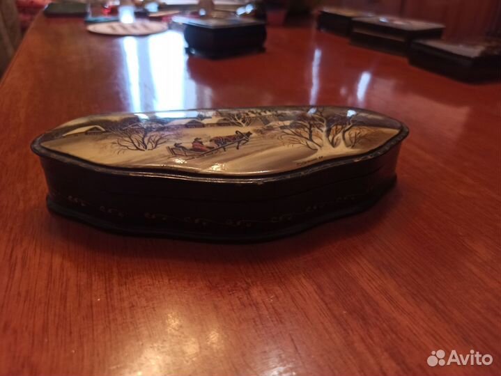 Шкатулка лаковая миниатюра,Федоскино